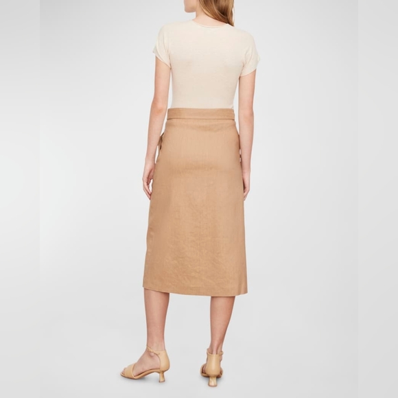 12. NWOT VINCE BUCKLE WRAP LINEN BLEND MIDI SKIRT - Picture 3 of 9